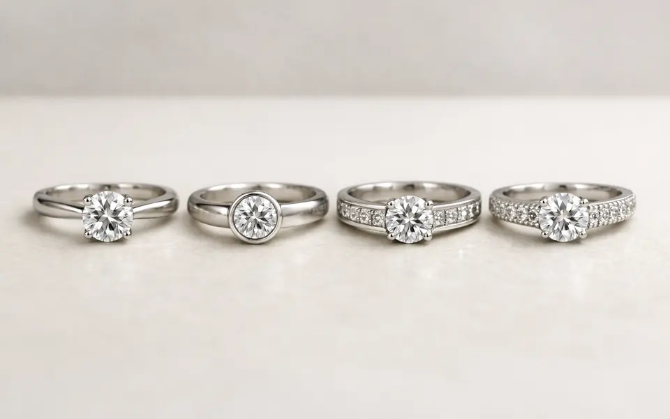 Close-up visual clues that help distinguish ring setting types